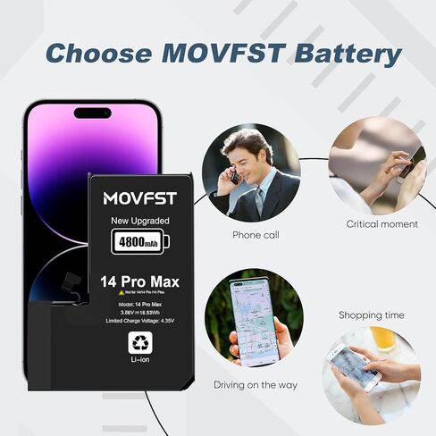 Replacement Battery for iPhone 14 Pro Max,4800mAh Li-ion Polymer High Capacity Battery Fit for iPhone 14 Pro Max Model A2894 A2651 A2893 A2895 with Repair Tool Kits in Kuwait