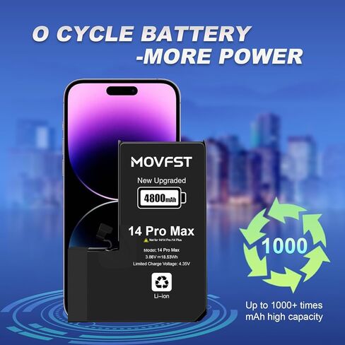 Replacement Battery for iPhone 14 Pro Max,4800mAh Li-ion Polymer High Capacity Battery Fit for iPhone 14 Pro Max Model A2894 A2651 A2893 A2895 with Repair Tool Kits in Kuwait