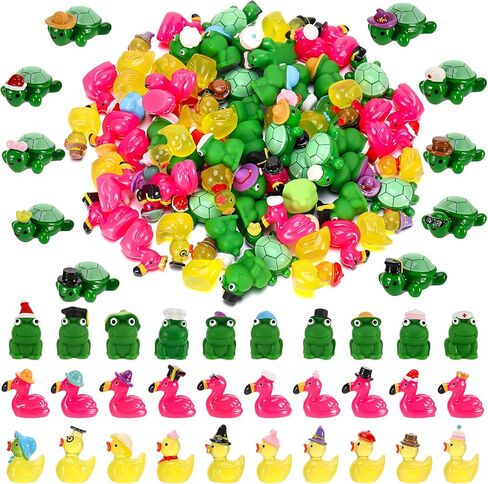 80 Pcs Mini Resin Animals, Tiny Ducks, Miniature Flamingo Figurines, Frog Figures, Mini Turtle Animals Figures to Hide for DIY Crafts Fairy Garden Dollhouse Accessories Cake Decor (40 Styles) in Saudi Arabia