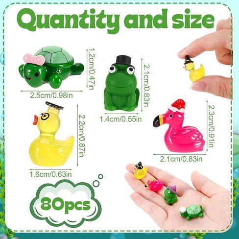 80 Pcs Mini Resin Animals, Tiny Ducks, Miniature Flamingo Figurines, Frog Figures, Mini Turtle Animals Figures to Hide for DIY Crafts Fairy Garden Dollhouse Accessories Cake Decor (40 Styles) in Saudi Arabia