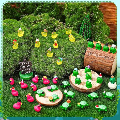 80 Pcs Mini Resin Animals, Tiny Ducks, Miniature Flamingo Figurines, Frog Figures, Mini Turtle Animals Figures to Hide for DIY Crafts Fairy Garden Dollhouse Accessories Cake Decor (40 Styles) in Saudi Arabia