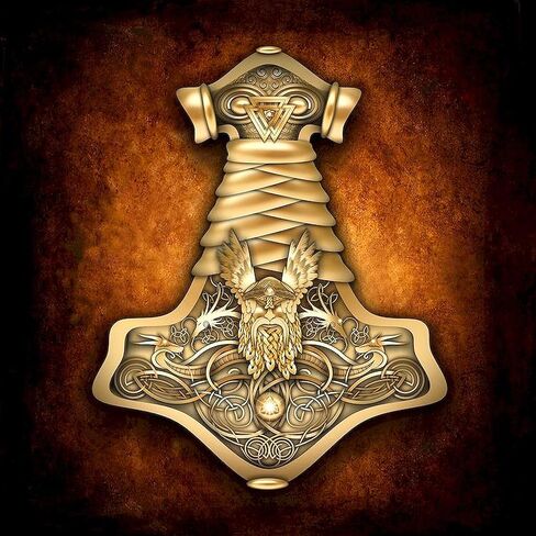 CafePress Gold Thors Hammer Square Car Magnet 3 X 3 مغناطيس سيارة مربع، شاشة عرض مغناطيسية للمصد in Saudi Arabia