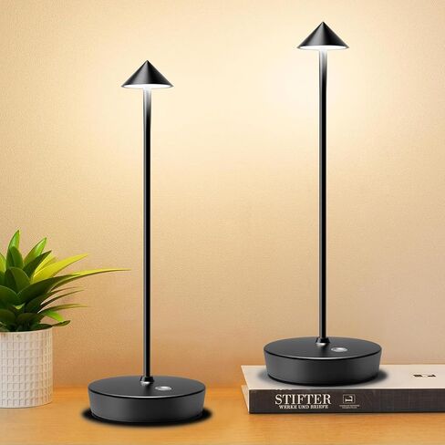 Set of 2 Rechargeable Cordless Table Lamp,6000mAh LED Battery Operated Desk Lamp Touch 3 Color Dimming Portable Outdoor Waterproof Table Light for Patio/Restaurant/Dining/Home(Gold) in Saudi Arabia