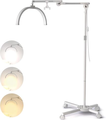 CHICLUX Lash Lights for Eyelash Tech, Foldable Floor Lash Lamp for Eyelash Extensions, Dimmable LED Half Moon Lash Light with Phone Holder and Wheeled Base, Esthetician Light for Eyelash, Tattoo in Saudi Arabia