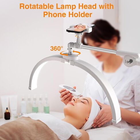 CHICLUX Lash Lights for Eyelash Tech, Foldable Floor Lash Lamp for Eyelash Extensions, Dimmable LED Half Moon Lash Light with Phone Holder and Wheeled Base, Esthetician Light for Eyelash, Tattoo in Saudi Arabia
