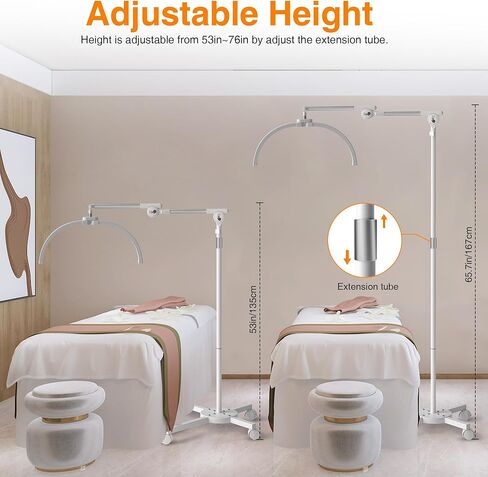 CHICLUX Lash Lights for Eyelash Tech, Foldable Floor Lash Lamp for Eyelash Extensions, Dimmable LED Half Moon Lash Light with Phone Holder and Wheeled Base, Esthetician Light for Eyelash, Tattoo in Saudi Arabia