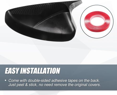 X AUTOHAUX 1 Pair Car Rear View Driver Passenger Side Mirror Cover Cap Overlay Black Carbon Fiber Pattern for Mazda 3 Axela 2014-2019 Mirror Guard Covers Exterior Styling Decoration Trims in Saudi Arabia
