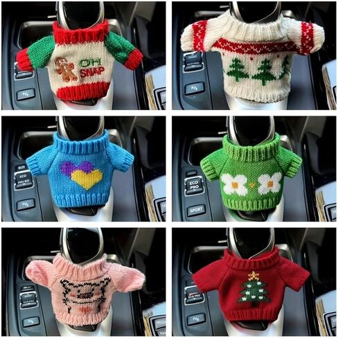 Interesting Car Gear Shift Cover/Christmas Decoration/Mini Knitted Sweater Design/Suitable for Car Gear Lever, Gear Knob and Interior Accessory Decoration (red-Green) in Saudi Arabia