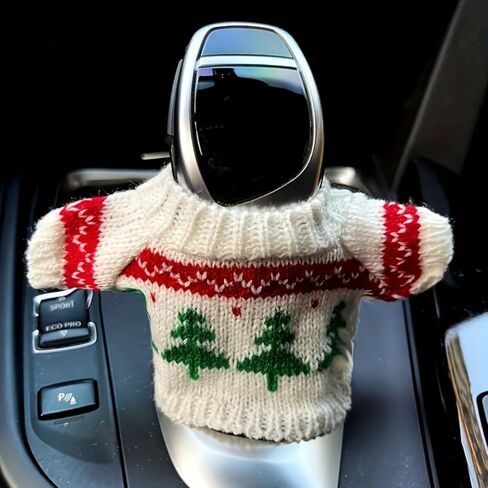 Interesting Car Gear Shift Cover/Christmas Decoration/Mini Knitted Sweater Design/Suitable for Car Gear Lever, Gear Knob and Interior Accessory Decoration (red-Green) in Saudi Arabia