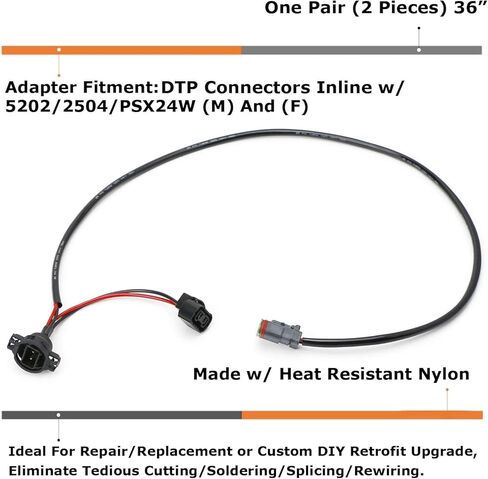 iJDMTOY 5202 2504 PSX24W Factory Fog Lights Extension w/Deutsch DT DTP Connectors, Compatible With Cubic LED Pod Lights, LED Light Bars, Off-Road LED Work Lamps, etc in Saudi Arabia