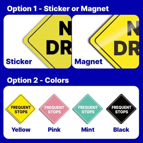 GEEKBEAR Delivery Driver Frequent Stops Car Sign - Sticker or Magnet & Color Options, Weather-Resistant - Diamond Shape 6.8 x 6.8 in (See-Through Sticker, Yellow, 2 Pack) in Saudi Arabia