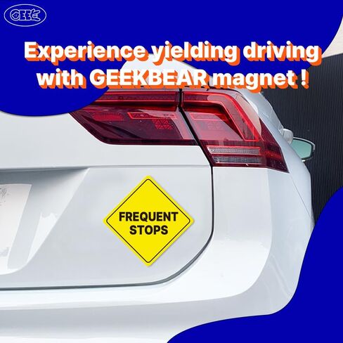 GEEKBEAR Delivery Driver Frequent Stops Car Sign - Sticker or Magnet & Color Options, Weather-Resistant - Diamond Shape 6.8 x 6.8 in (See-Through Sticker, Yellow, 2 Pack) in Saudi Arabia