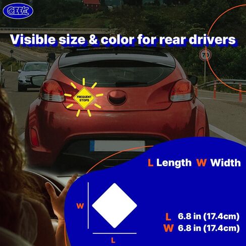 GEEKBEAR Delivery Driver Frequent Stops Car Sign - Sticker or Magnet & Color Options, Weather-Resistant - Diamond Shape 6.8 x 6.8 in (See-Through Sticker, Yellow, 2 Pack) in Saudi Arabia