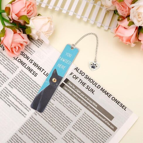 Cute Cat Bookmark, Black Metal Cat Bookmarks with Heart Pendent Reading Gifts Fit Readers Students Teachers Kitten Animal Book Markers Book Accessories for Reading in Saudi Arabia