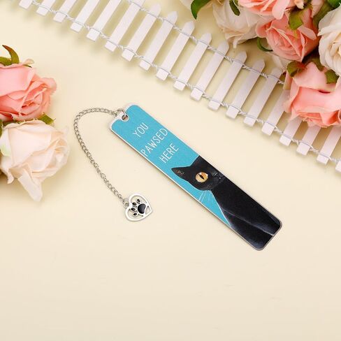 Cute Cat Bookmark, Black Metal Cat Bookmarks with Heart Pendent Reading Gifts Fit Readers Students Teachers Kitten Animal Book Markers Book Accessories for Reading in Saudi Arabia