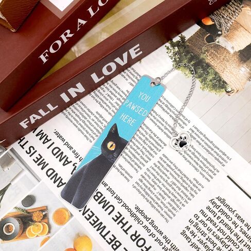 Cute Cat Bookmark, Black Metal Cat Bookmarks with Heart Pendent Reading Gifts Fit Readers Students Teachers Kitten Animal Book Markers Book Accessories for Reading in Saudi Arabia