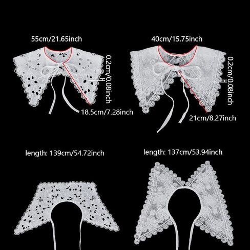 AHANDMAKER 2Pcs 2 Styles Detachable Lace Collar, Decorative False Collar Trim Embroidered Applique Neckline for Women and Girls Costume Sewing Garment Accessories in Saudi Arabia
