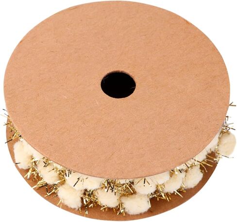 Pom Poms Ribbon 3m Decorative Glitter Ribbon for Christmas Tree DIY Crafts Gold Metallic Wire Ball Embellishments Holiday Art Supplies in Saudi Arabia