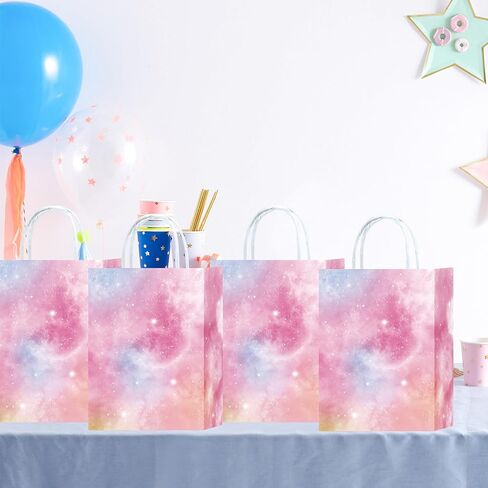 24pcs Strawberry Party Bags with Handles Red Pink Paper Goody Bags for Party Birthday Party Supplies Treat Candy Bags Favors Decor Girls Baby Shower Birthday Decoration (Strawberry) in Saudi Arabia