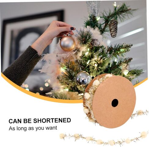 Pom Poms Ribbon 3m Decorative Glitter Ribbon for Christmas Tree DIY Crafts Gold Metallic Wire Ball Embellishments Holiday Art Supplies in Saudi Arabia