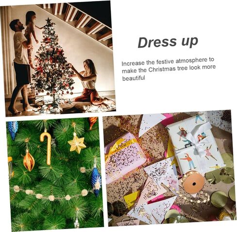 Pom Poms Ribbon 3m Decorative Glitter Ribbon for Christmas Tree DIY Crafts Gold Metallic Wire Ball Embellishments Holiday Art Supplies in Saudi Arabia
