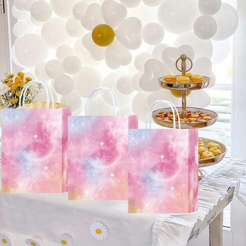 24pcs Strawberry Party Bags with Handles Red Pink Paper Goody Bags for Party Birthday Party Supplies Treat Candy Bags Favors Decor Girls Baby Shower Birthday Decoration (Strawberry) in Saudi Arabia