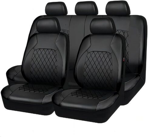 9 Pcs Car Seat Covers Full Set for Dodge Journey 2008-2013 2014 2015 2016 2017 2018 2019 2020, Leather Nonslip Waterproof Breathable Seat Cushion Protector Accessories,Black in Saudi Arabia