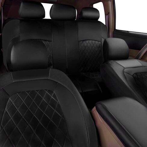 9 Pcs Car Seat Covers Full Set for Dodge Journey 2008-2013 2014 2015 2016 2017 2018 2019 2020, Leather Nonslip Waterproof Breathable Seat Cushion Protector Accessories,Black in Saudi Arabia