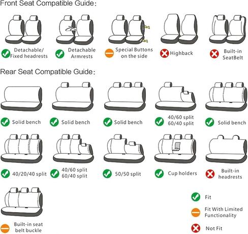 9 Pcs Car Seat Covers Full Set for Dodge Journey 2008-2013 2014 2015 2016 2017 2018 2019 2020, Leather Nonslip Waterproof Breathable Seat Cushion Protector Accessories,Black in Saudi Arabia