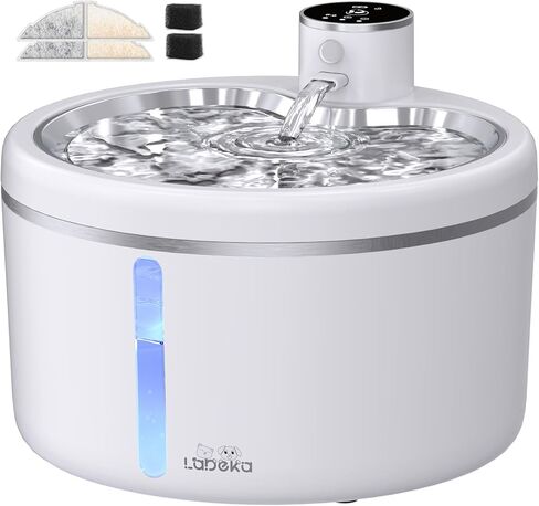 فلتر نافورة مياه للقطط، 8 عبوات من الفلاتر البديلة و8 عبوات من إسفنجات الفلتر المسبق البديلة، فلتر نافورة مياه للحيوانات الأليفة مناسب لنافورة مياه للقطط سعة 84 أونصة/2.5 لتر W01 in Kuwait