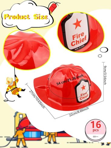 16/30 Pcs Firefighter Hats Plastic Red Fire Helmet for Kids Firefighter Theme Party Costume Accessory Dress Up Gift in Saudi Arabia
