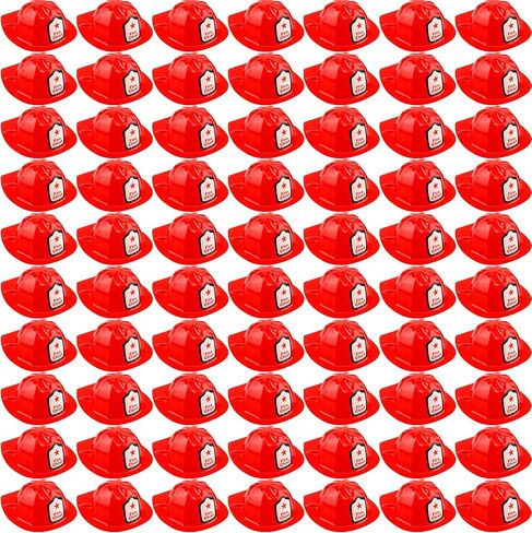 24/40/ 70 Pcs Fireman Hats Bulk Red Plastic Firefighter Helmets for Birthday Halloween Fireman Cosplay in Saudi Arabia
