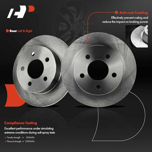 A-Premium 10.51 inch (267mm) Rear Solid Disc Brake Rotors Compatible with Select Ford Models - Mustang 1994-2004 3.8L 3.9L 4.6L 5.0L, Fit Base or GT Model Only, 2-PC Set in Saudi Arabia