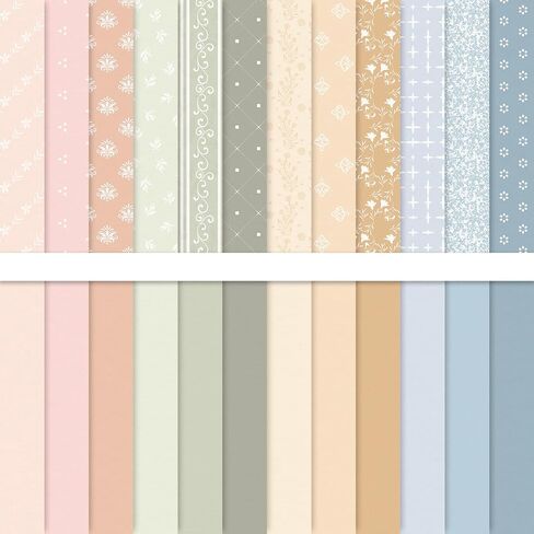 Whaline 24 Sheets Pink Brown Blue Pattern Paper Double Sided Scrapbook Specialty Paper for DIY Crafts Card Making Photo Album Decor, 11.8 x 11.8 Inch in Saudi Arabia