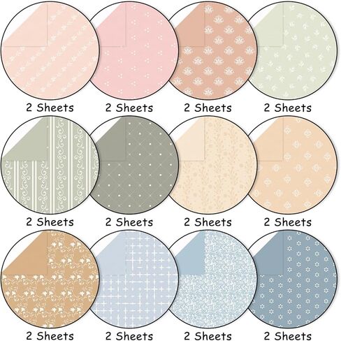 Whaline 24 Sheets Pink Brown Blue Pattern Paper Double Sided Scrapbook Specialty Paper for DIY Crafts Card Making Photo Album Decor, 11.8 x 11.8 Inch in Saudi Arabia