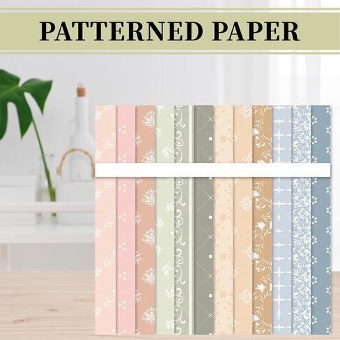 Whaline 24 Sheets Pink Brown Blue Pattern Paper Double Sided Scrapbook Specialty Paper for DIY Crafts Card Making Photo Album Decor, 11.8 x 11.8 Inch in Saudi Arabia