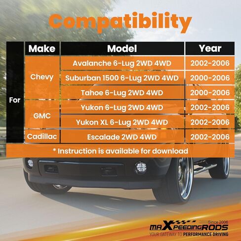 maXpeedingrods 1-3" Front & 2" Rear Leveling Lift Kit for 2000-2006 Chevy Avalanche Tahoe Suburban Yukon Escalade 6-Lug Truck, with Front Rear Shock Extenders in Saudi Arabia