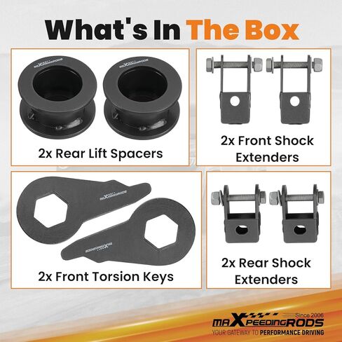 maXpeedingrods 1-3" Front & 2" Rear Leveling Lift Kit for 2000-2006 Chevy Avalanche Tahoe Suburban Yukon Escalade 6-Lug Truck, with Front Rear Shock Extenders in Saudi Arabia