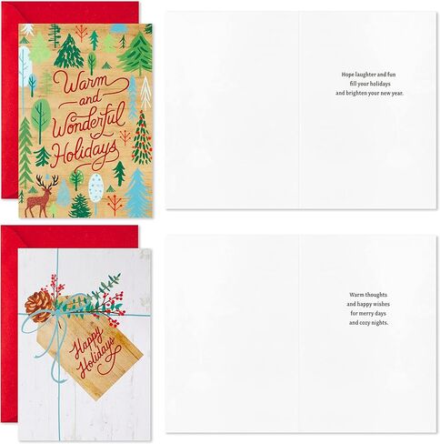 Hallmark Boxed Christmas Cards Assortment, Rustic Happy Holidays (4 Designs, 16 Cards and Envelopes) in Saudi Arabia