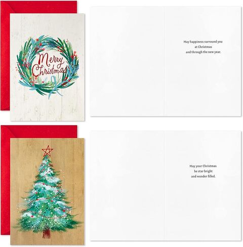 Hallmark Boxed Christmas Cards Assortment, Rustic Happy Holidays (4 Designs, 16 Cards and Envelopes) in Saudi Arabia