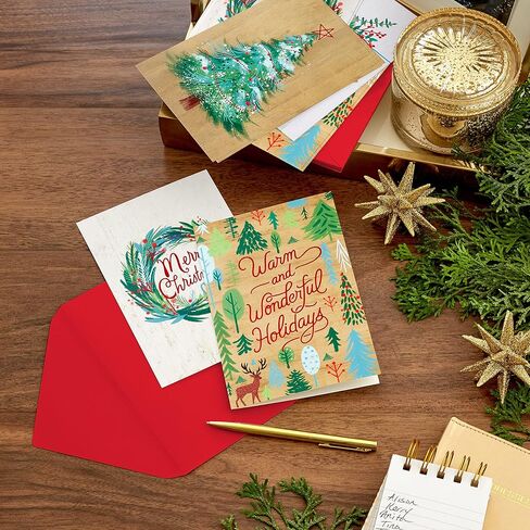 Hallmark Boxed Christmas Cards Assortment, Rustic Happy Holidays (4 Designs, 16 Cards and Envelopes) in Saudi Arabia