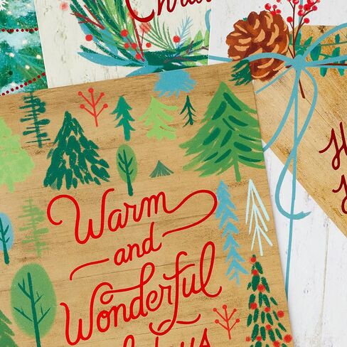 Hallmark Boxed Christmas Cards Assortment, Rustic Happy Holidays (4 Designs, 16 Cards and Envelopes) in Saudi Arabia