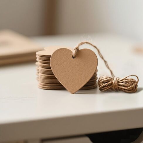 100 Pcs Kraft Paper Gift Tags with String, Blank Price Tags Gift Bag Hang Tags for Labeling Crafts Wedding Christmas Halloween, Mother's Day（Brown） in Saudi Arabia