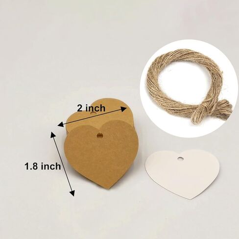 100 Pcs Kraft Paper Gift Tags with String, Blank Price Tags Gift Bag Hang Tags for Labeling Crafts Wedding Christmas Halloween, Mother's Day（Brown） in Saudi Arabia