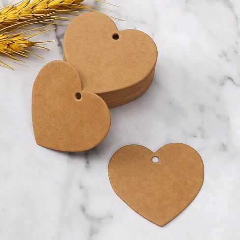 100 Pcs Kraft Paper Gift Tags with String, Blank Price Tags Gift Bag Hang Tags for Labeling Crafts Wedding Christmas Halloween, Mother's Day（Brown） in Saudi Arabia