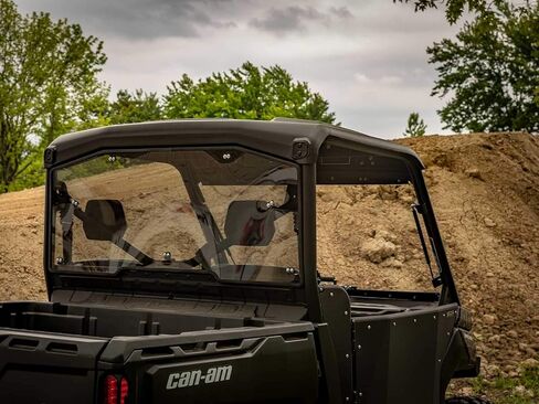 SuperATV 1/4" Polycarbonate Scratch Resistant Light Tint Full Rear Windshield for Can-Am Defender HD / Pro HD / Limited HD / MAX HD (See Fitment) | USA Made in Saudi Arabia