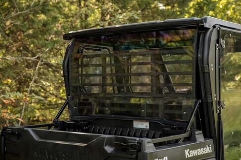 SuperATV Rear Windshield Compatible With Kawasaki Mule FXT: 2015+/ Mule DXT: 2016+ | Scratch Resistant - 1/4" Light Tint Polycarbonate | 250 Times Stronger Than Glass | Made in USA in Saudi Arabia