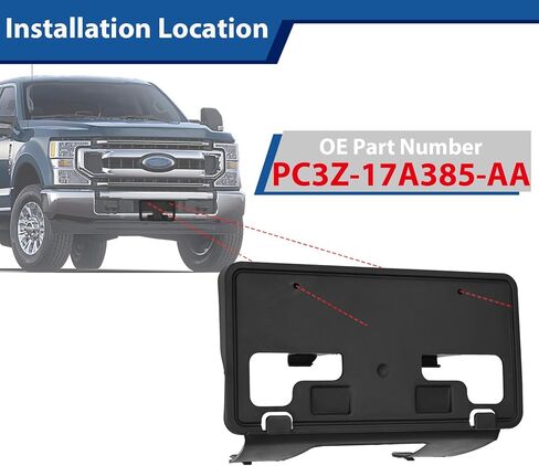Front License Plate Bracket Frame Holder with Bolts Compatible with Ford F-250 F-350 F-450 Super Duty 2023 2024 2025 PC3Z-17A385-AA FO1068203 in Saudi Arabia