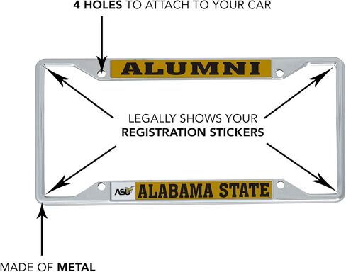 Desert Cactus Alabama State University Car Accessories Hornets Metal License Plate Frame and Tag Holder for Front or Rear of Car (Alumni) in Saudi Arabia