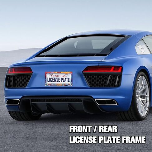 Personalized License Plate Frame Peace and Love Stainless Steel Accessory Hippie License Plate Holder Funny Car Decorative 2 Holes Screws Fits Us Standard License Plates 12.2 X 6.3 in for Men Women in Saudi Arabia